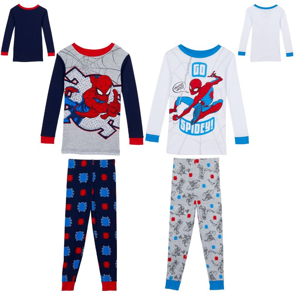 NEW! NWT MARVEL🕷️SPIDER-MAN Kids 4-piece Cotton PJ Pajamas 🕷
